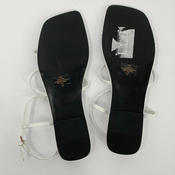 Marc Fisher Marris strappy flat sandal shoe white vegan buckle square toe new 10 - Picture 6 of 6